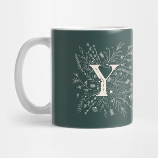 Botanical Letter Y (Forest Green) Mug